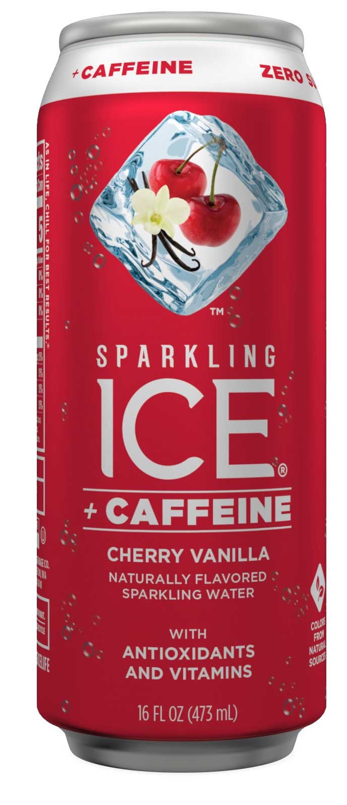 Sparkling Ice Plus Caffeine Cherry Vanilla Naturally Flavored Sparkling Water with Antioxidants and Vitamins, 16 Fluid Ounce -- 12 per case