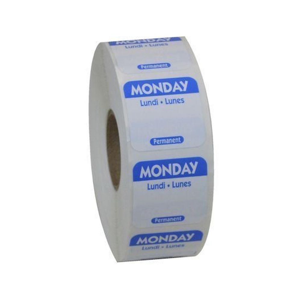 Ncco National Checking 1 x 1 inch Trilingual Blue Monday Permanent Label, 1000 count