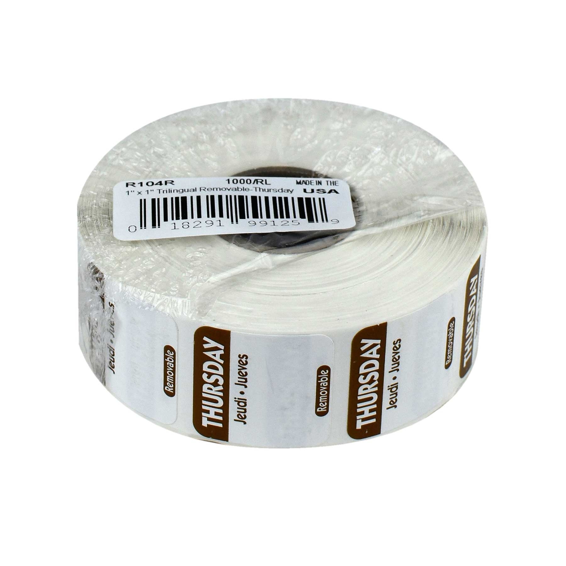 National Checking Company Dateit Brown Trilingual Removable Label - Thursday, 1 x 1 inch -- 1000 per case.