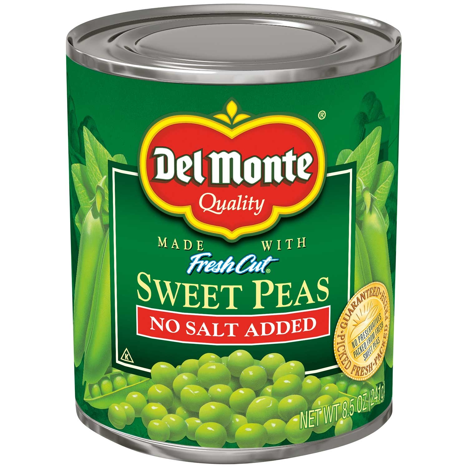 Del Monte No Salt Added Sweet Peas, 8.5 Ounce -- 12 per case.