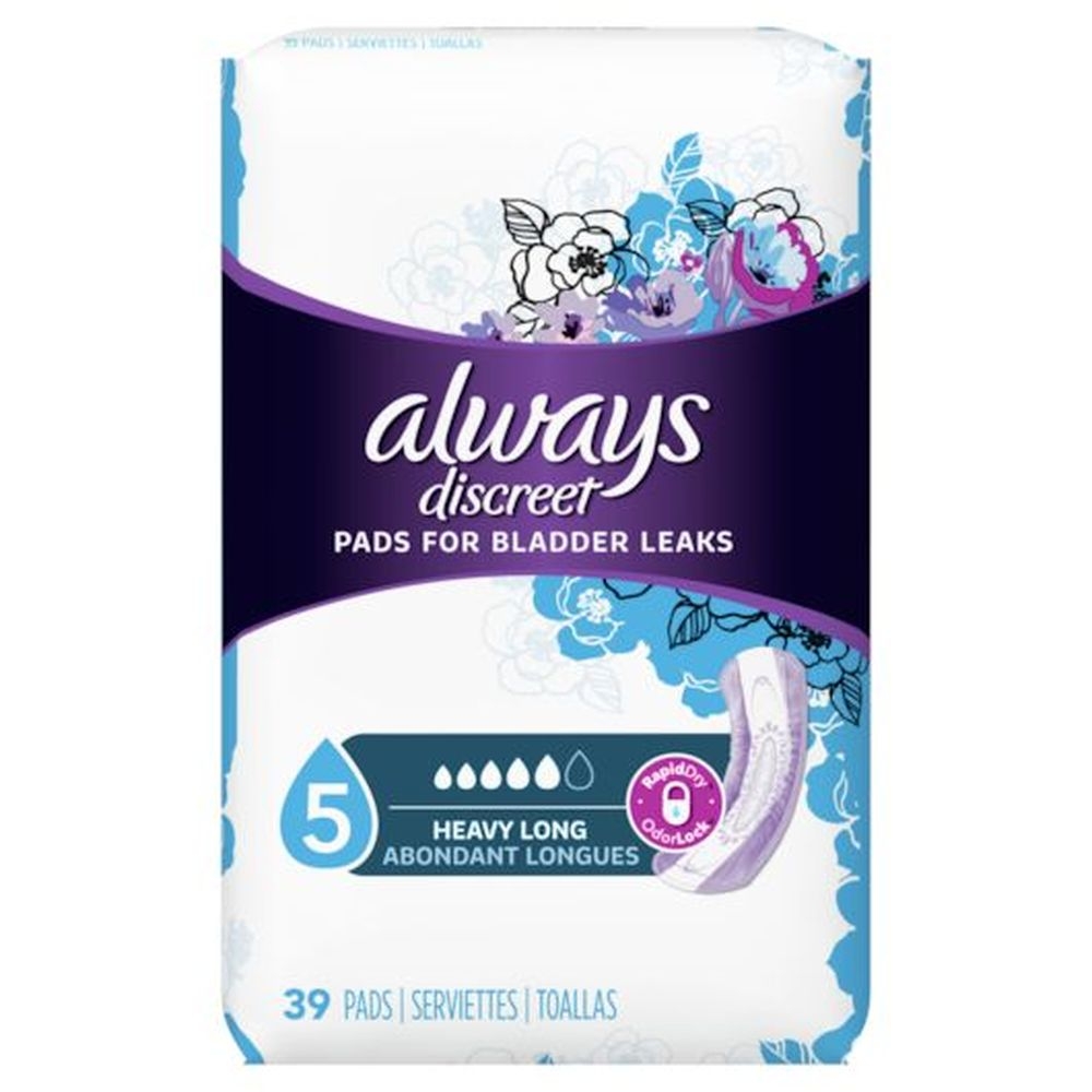 Always Discreet Base Medium Incontinence Pads for Adult, 39 count -- 3 per case