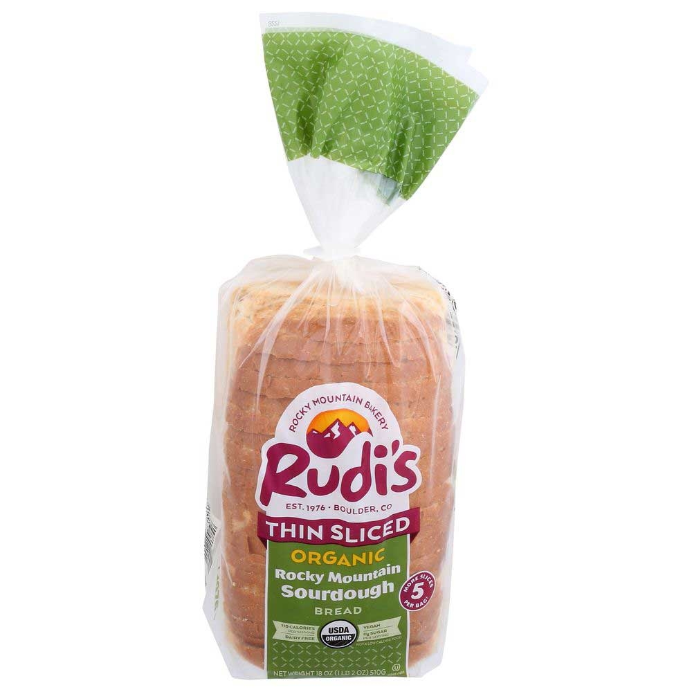 Rudis Organic Thin Sliced Rocky Mountain Sourdough Bread, 18 Ounce -- 8 per case