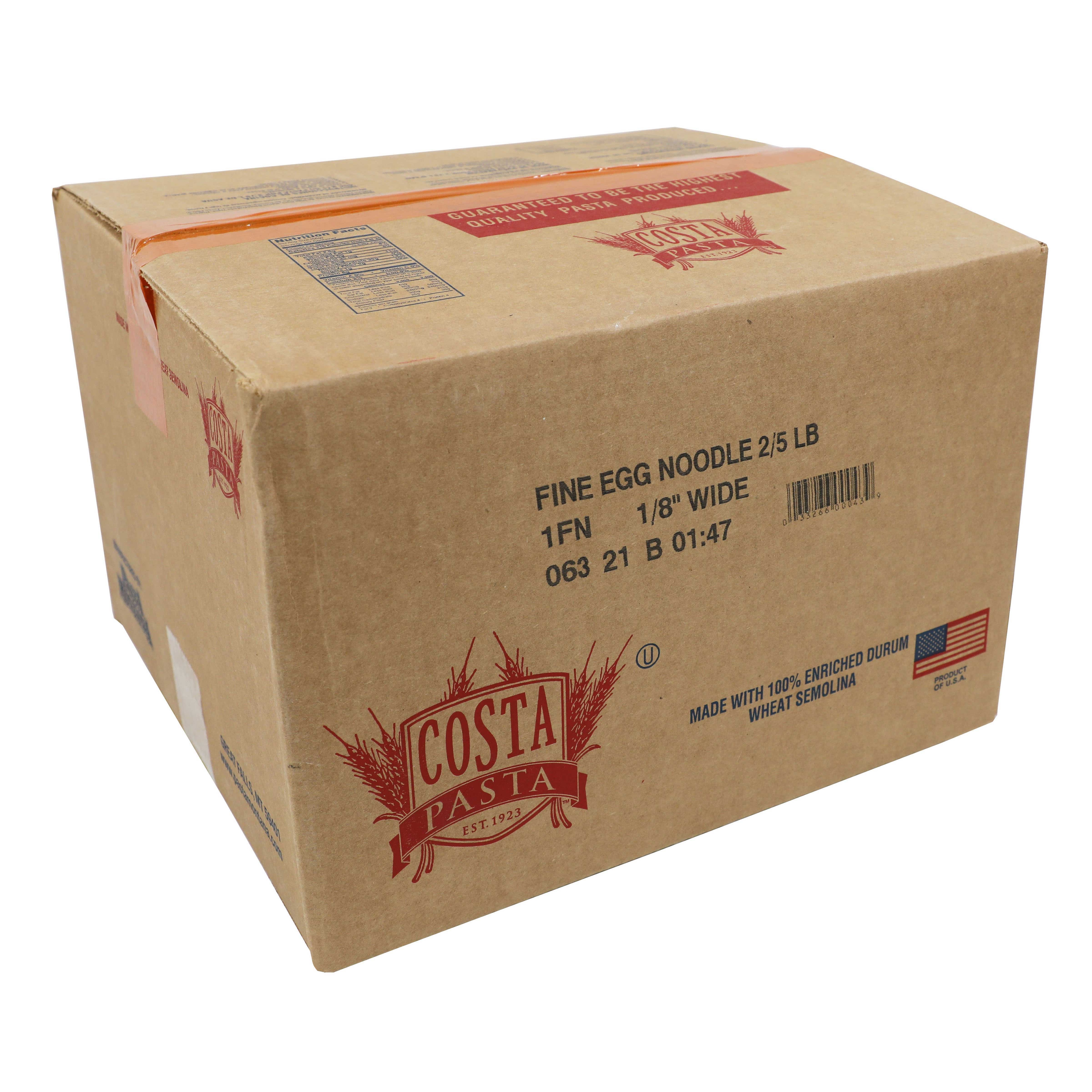 Costa 1/8 inch Wide Fine Egg Noodle, 10 Pound.
