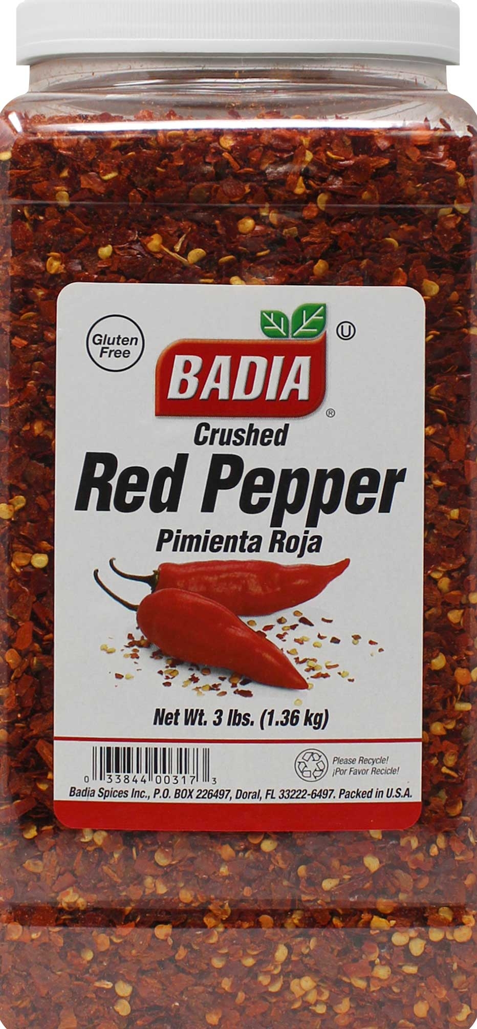 Badia Crushed Red Pepper, 3 Pound Bottle -- 4 per case
