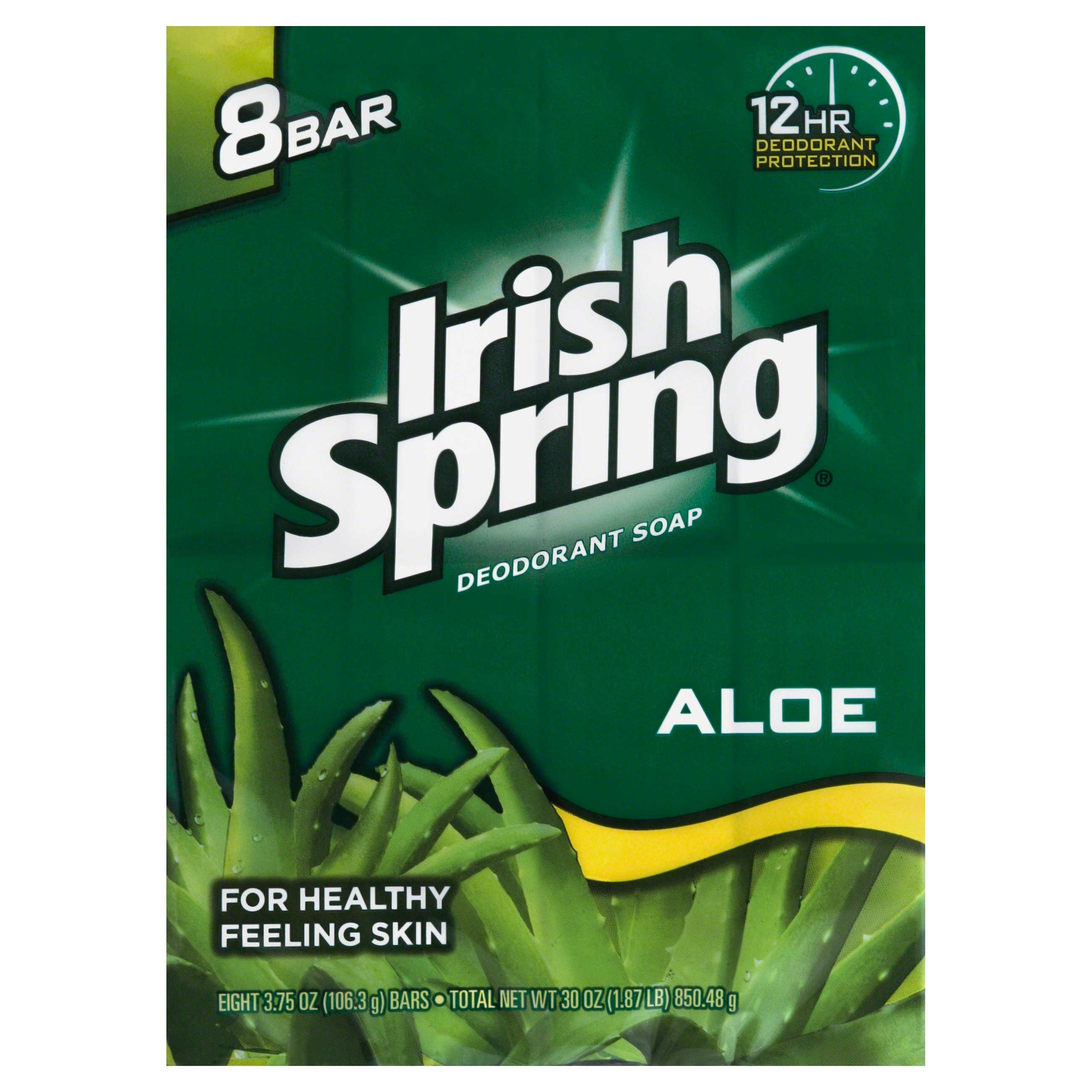 Irish Spring Aloe Deodorant Bar Soap, 30 Ounce - 8 per pack -- 9 packs per case.