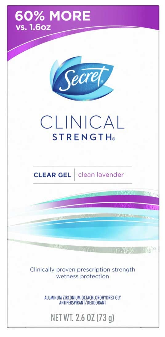 Secret Clinical Strength Clean Lavender Clear Gel Antiperspirant and Deodorant, 2.6 Ounce -- 12 per case.