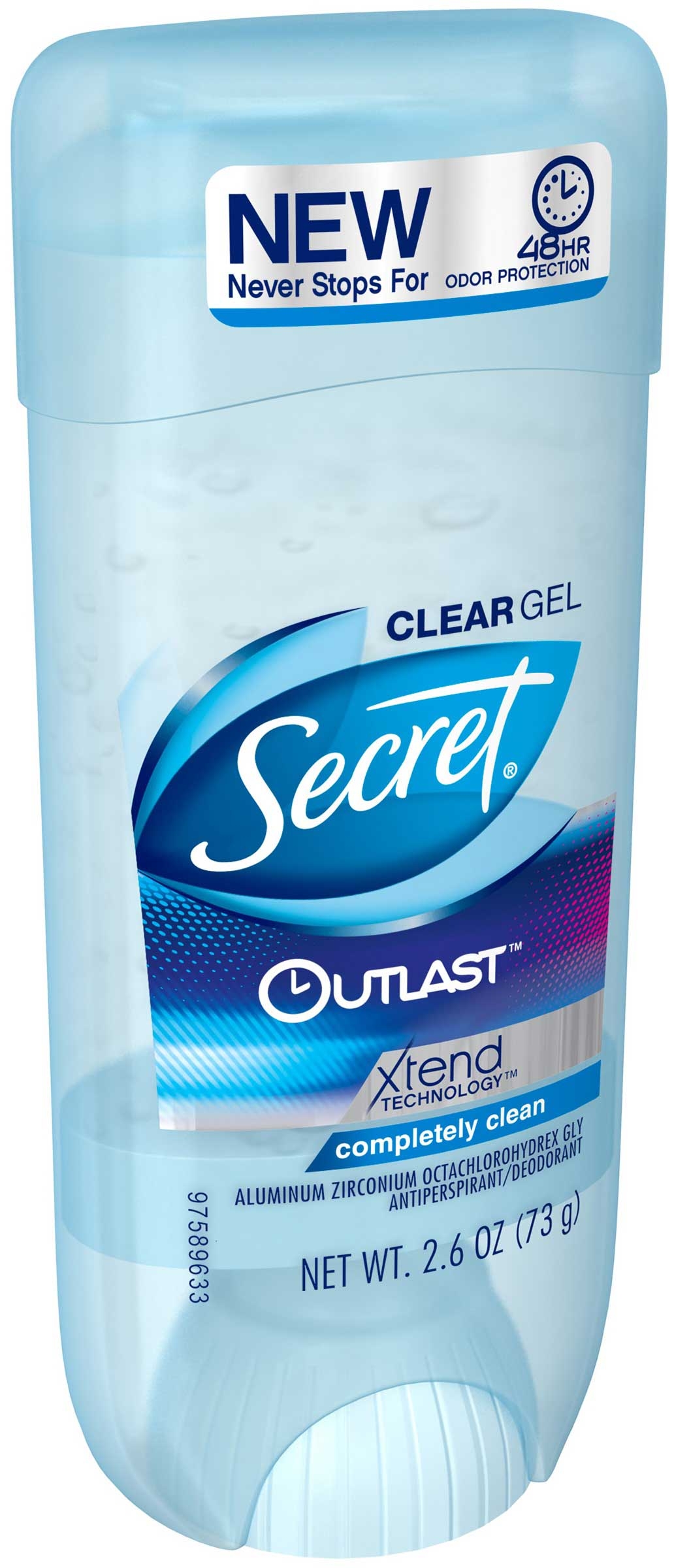 Secret Xtend Completely Clean Clear Gel Deodorant, 2.6 Ounce -- 12 per case.