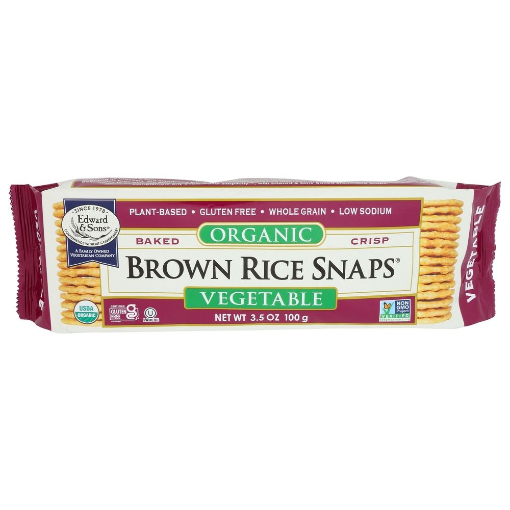 Edward and Sons Organic Vegetable Brown Rice Snaps, 3.5 Ounce -- 12 per case