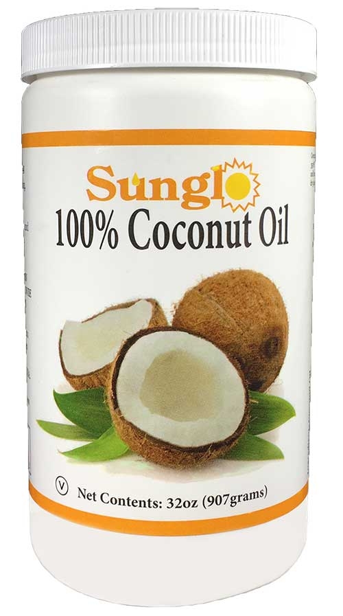 Sunglo 100 Percent Coconut Oil, 32 Ounce -- 6 per case.