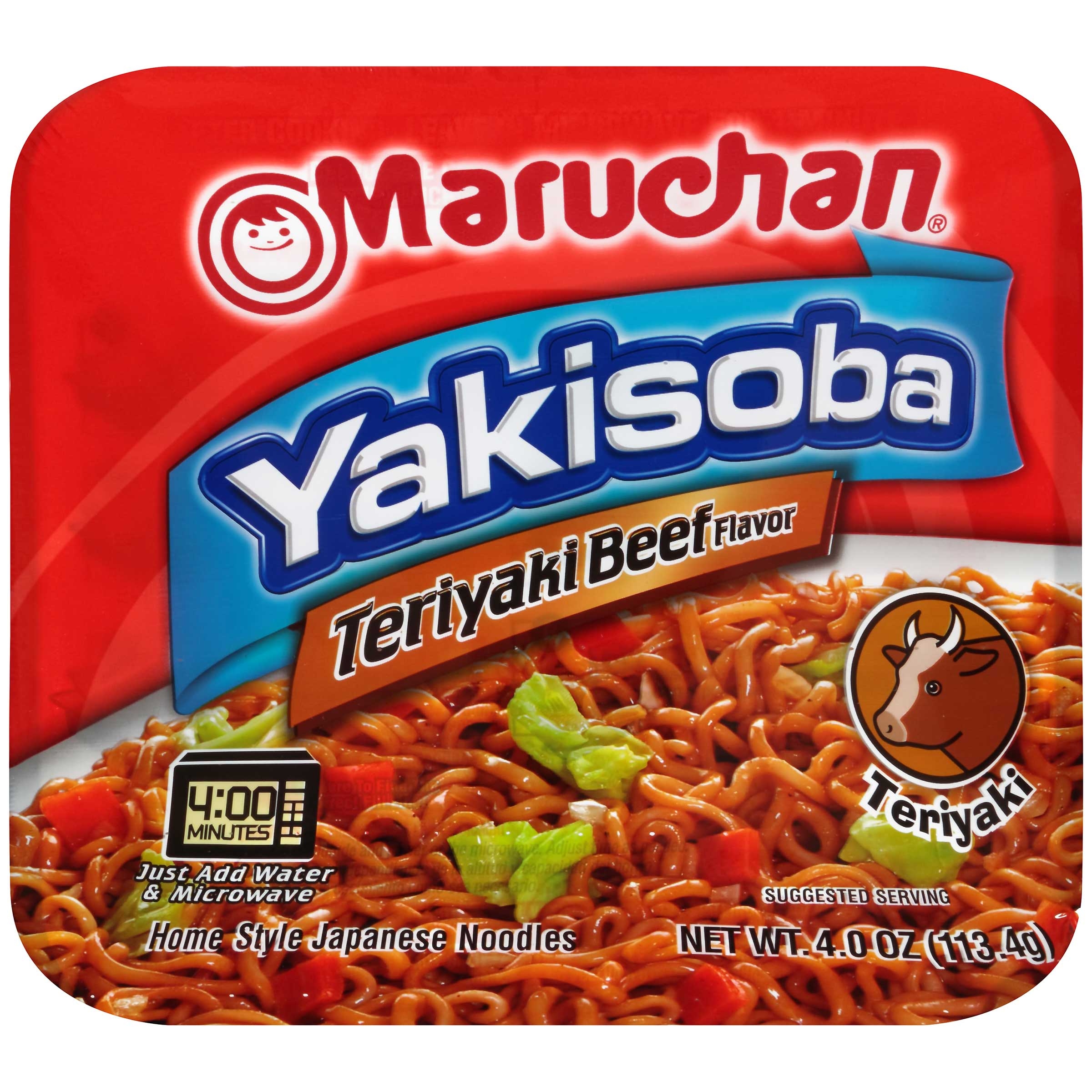 Maruchan Beef Teriyaki Yakisoba - 4 oz. bowl, 8 per case