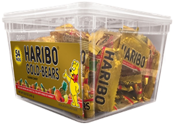 Haribo Confectionery Gold Bears Gummy Candy, 54 count per pack -- 8 per case.