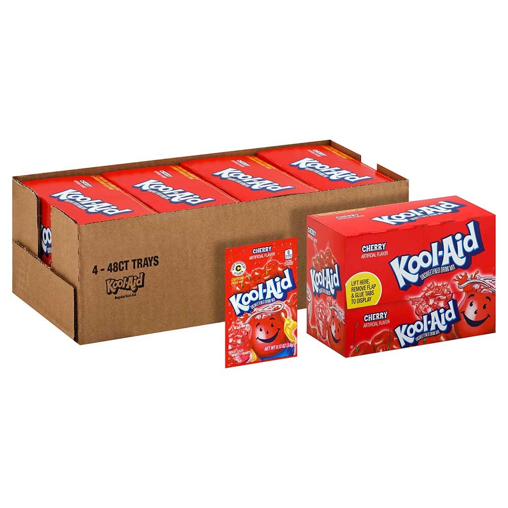 Kraft Kool Aid Cherry Beverage, Unsweetened, 0.13 Ounce -- 192 per case.