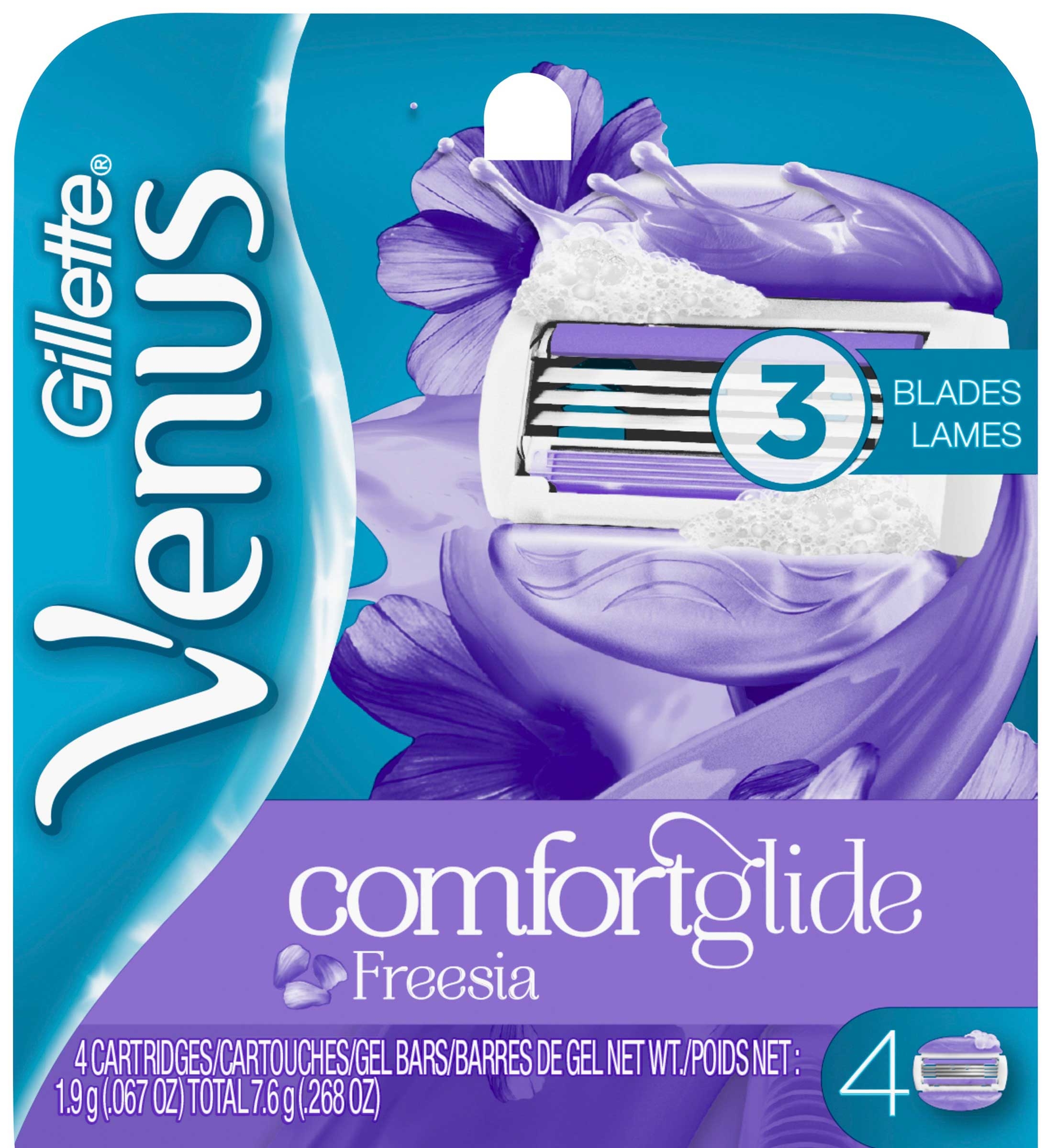 Venus Womens Freesia Razor Blade Refill, 4 count per pack -- 48 per case.