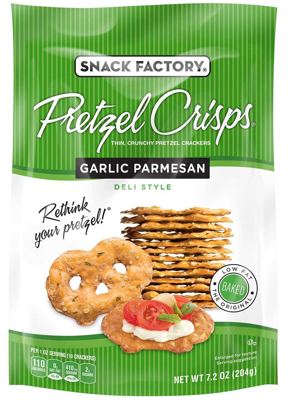 Pretzel Crisps - Garlic Parmesan, 7.2 Ounce -- 12 per case.