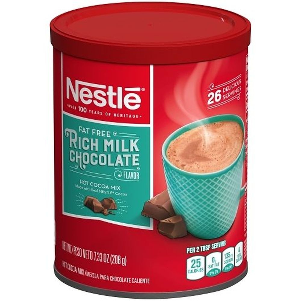 Nestle Fat Free Hot Cocoa Mix, 7.33 Ounce Canister - 6 per case