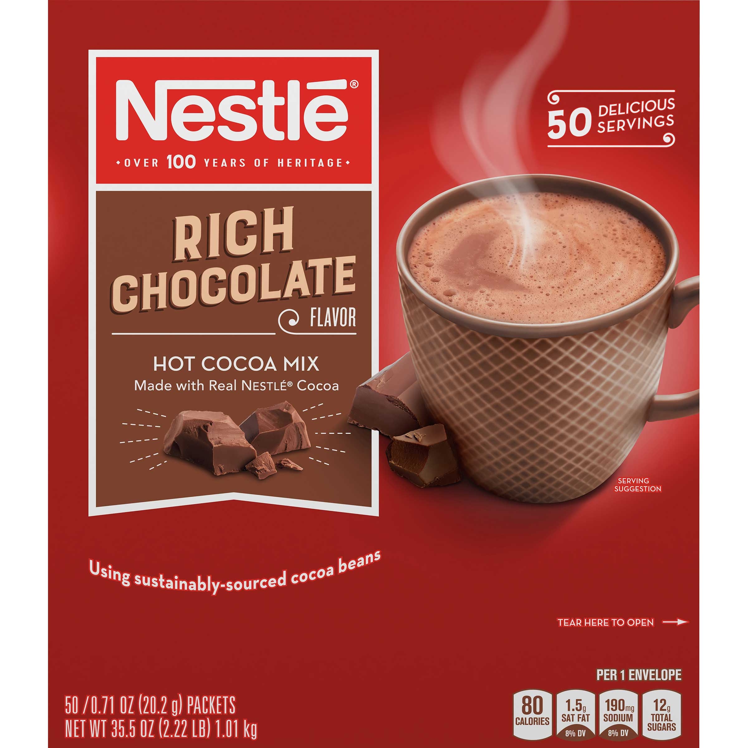Nestle Rich Hot Cocoa Beverage Mix, 0.71 Ounce -- 300 per case.