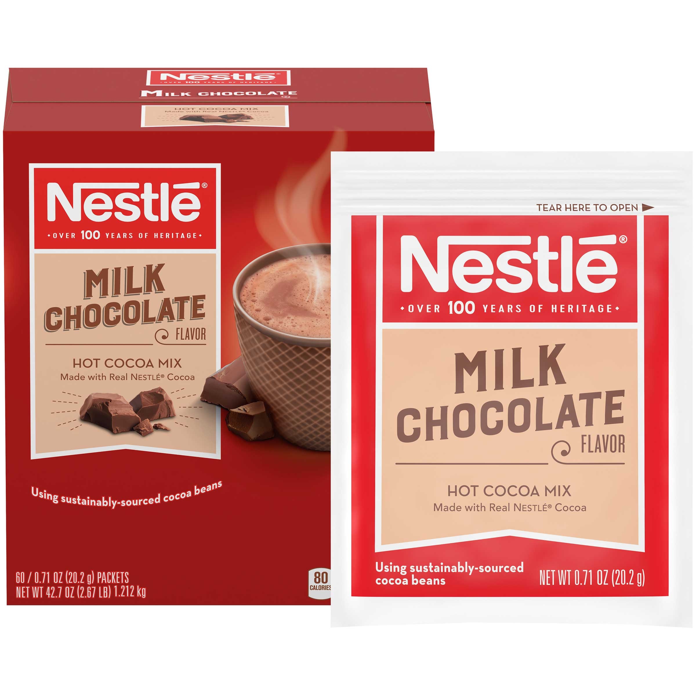 Nestle Milk Chocolate Hot Cocoa Mix, 0.713 Ounce -- 360 per case.