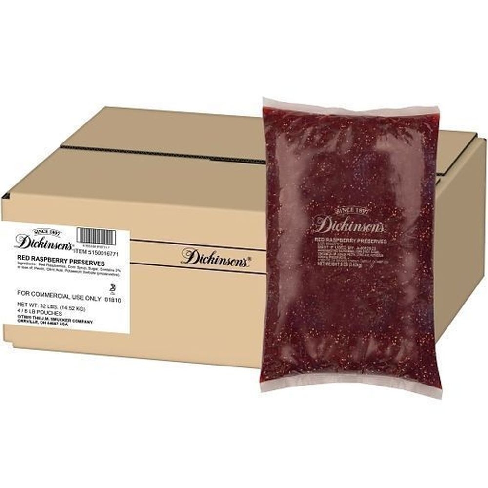 Dickinson Raspberry Preserve - Bulk, 8 Pound Pouch -- 4 per case