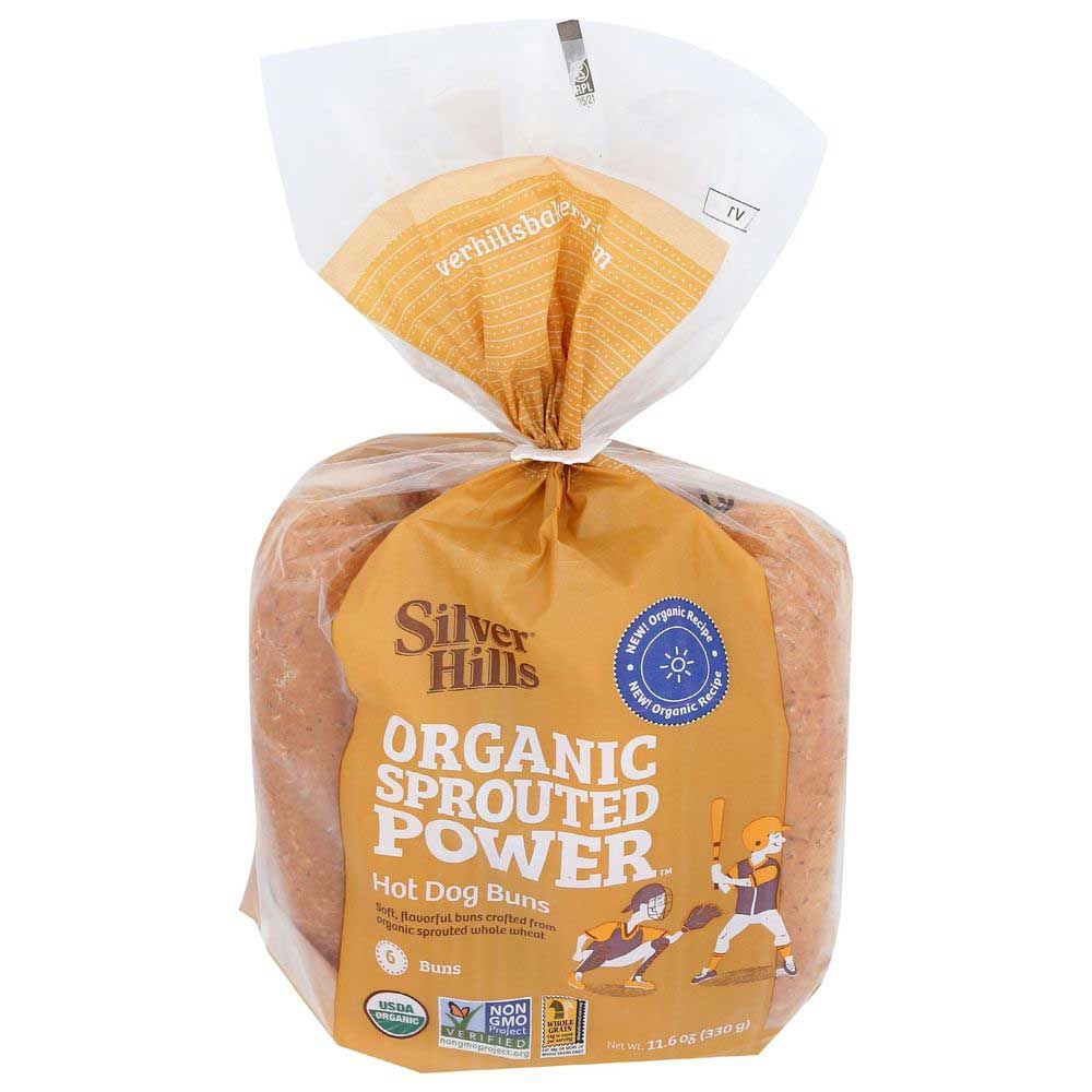 Silver Hills Organic Sprouted Whole Wheat Hot Dog Bun, 11.6 Ounce -- 6 per case