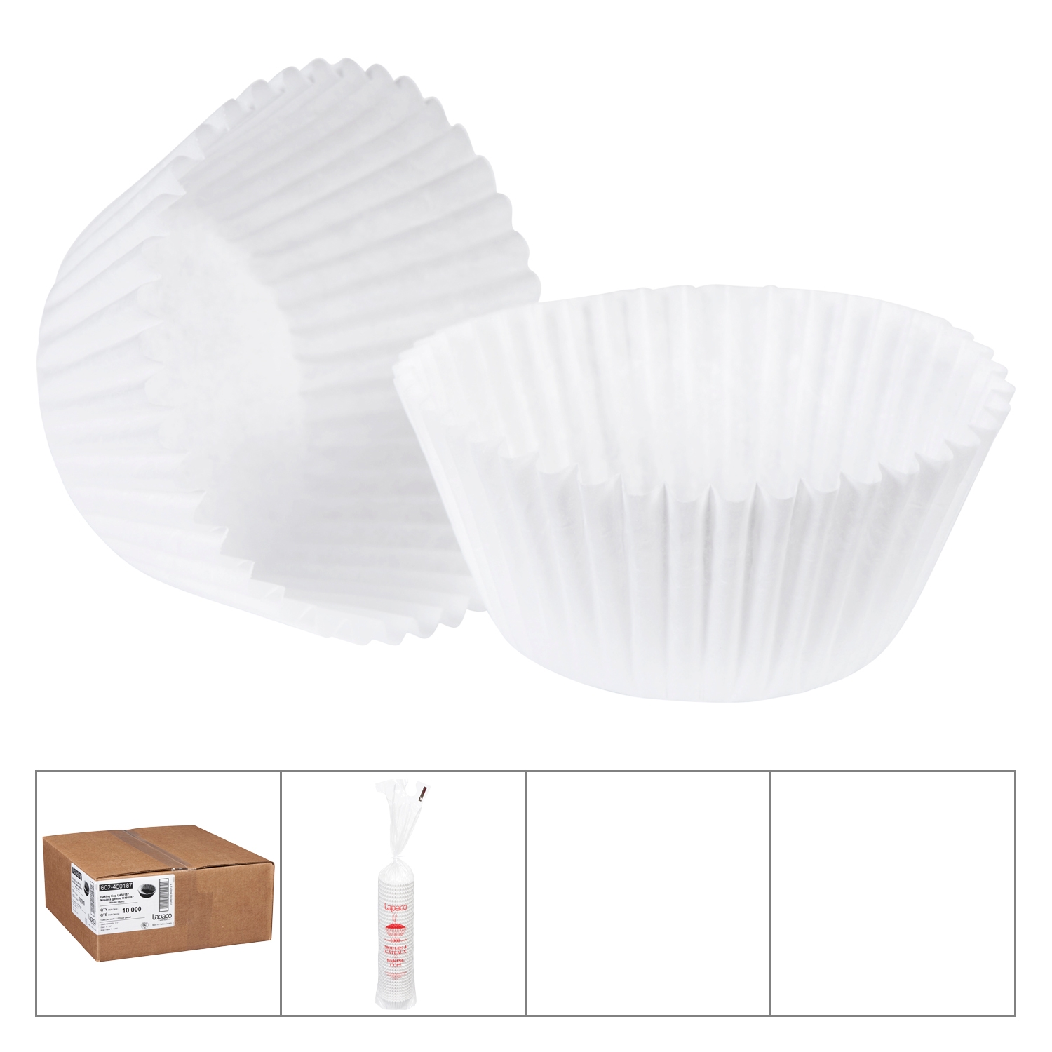 Lapaco White Round Baking Cup, 4 1/2 inch -- 10000 per case.