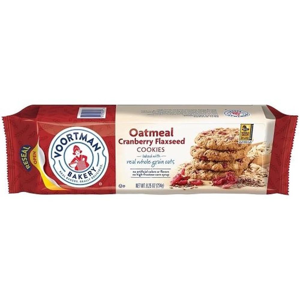 Voortman Oatmeal Cranberry Flaxseed Cookies, 8.25 Ounce -- 12 per case