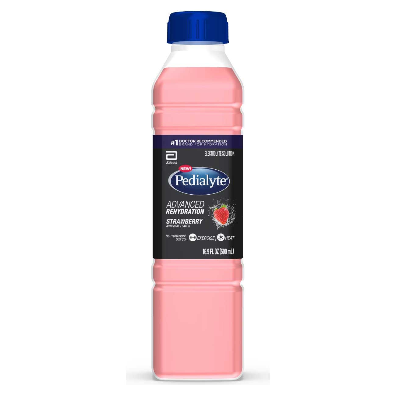 Pedialyte Advanced Rehydration Strawberry Electrolyte Solution, 500 Milliliter -- 12 per case