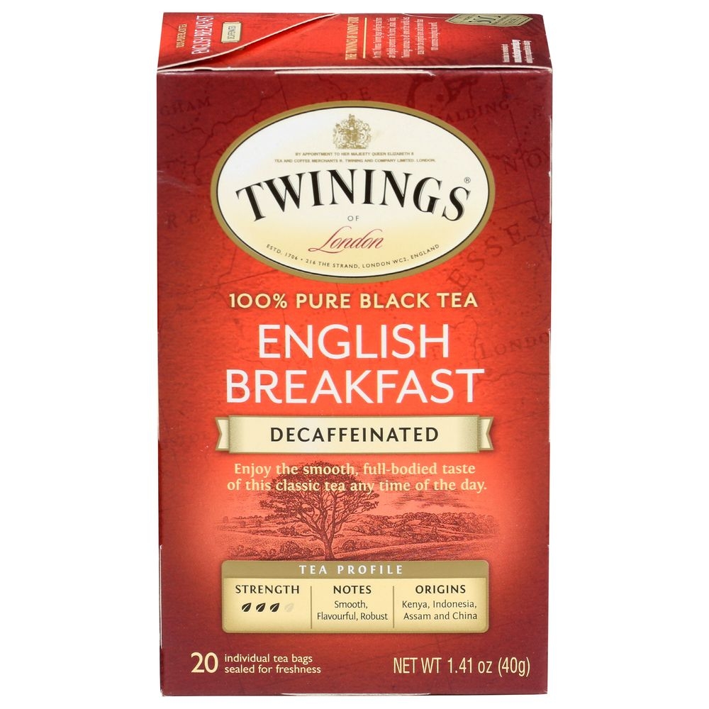 Twinings English Breakfast Decaffeinated Tea, 20 Bags per Pack -- 6 per case