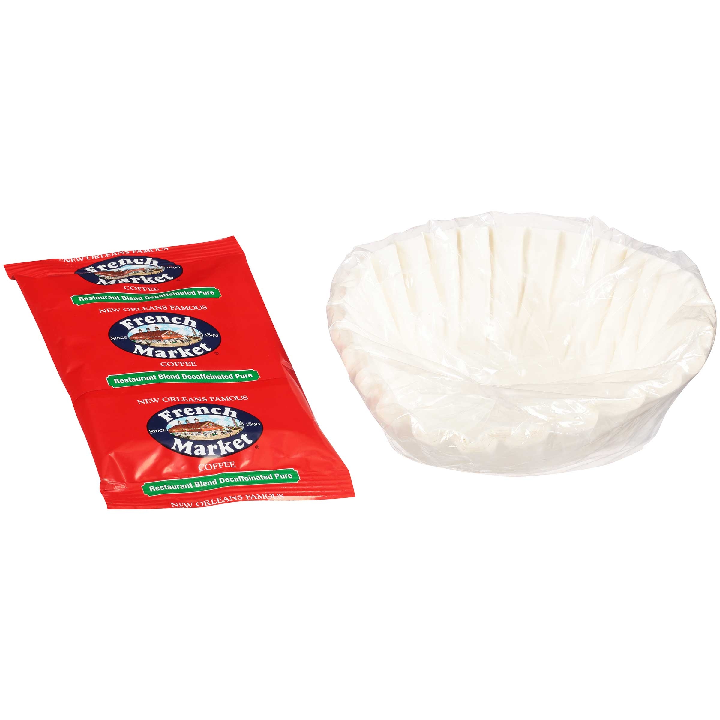 French Market Decaf Medium Roast Pure Blend Coffee, 2 Ounce -- 40 per case.