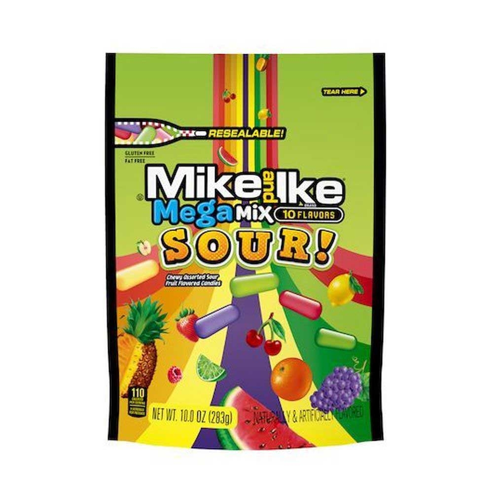 Mike and Ike Sour Mega Mix - Stand Up Bag, 10 Ounce -- 8 per case