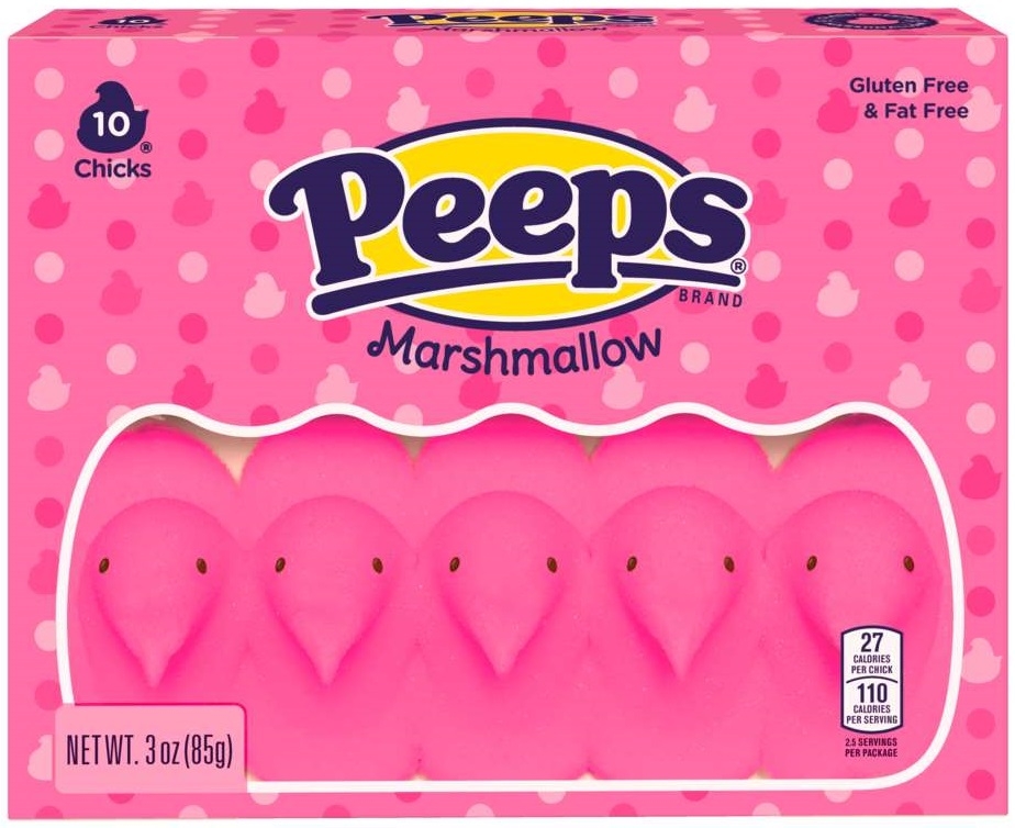 Peeps Pink Marshmallow Chicks - 10 count per pack -- 24 packs per case