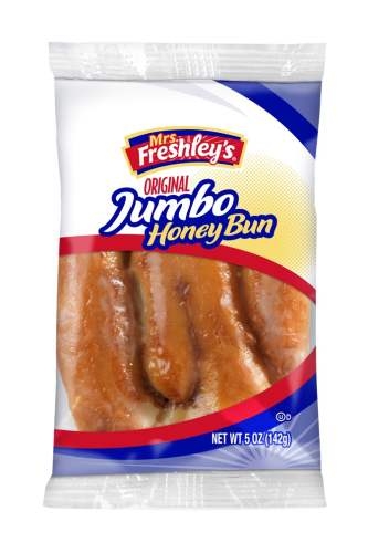 Mrs.Freshleys Jumbo Honey Bun, 5 Ounce -- 48 per case.