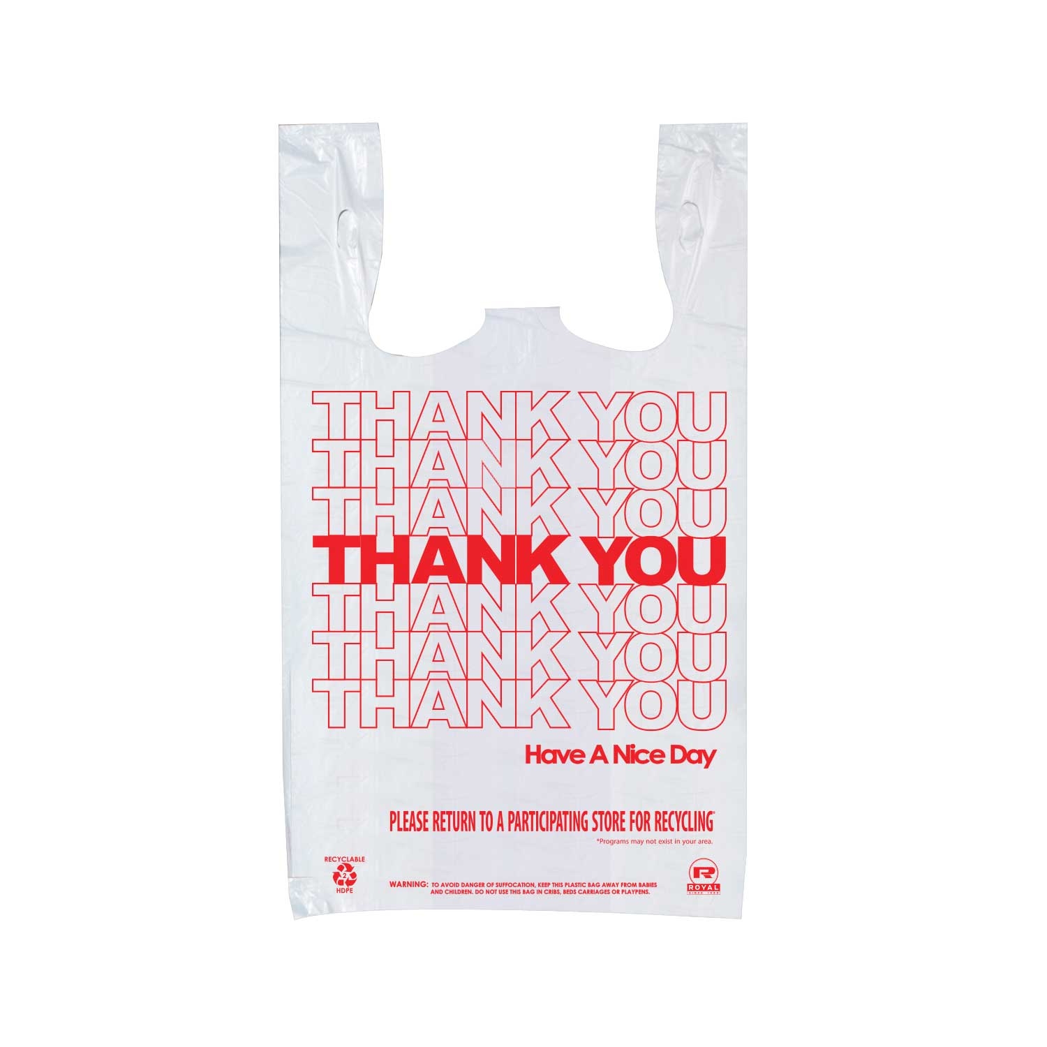 Royal Plastic Thank You Bag, 1000 count per pack.
