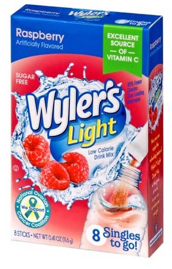Wylers Light Singles To Go Raspberries Drink Mix, 0.41 Ounce -- 12 per case