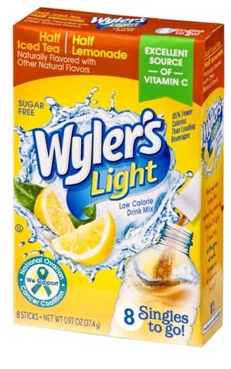 Wylers Light Singles To Go Half Iced Tea Half Lemonade Drink Mix, 0.97 Ounce -- 12 per case
