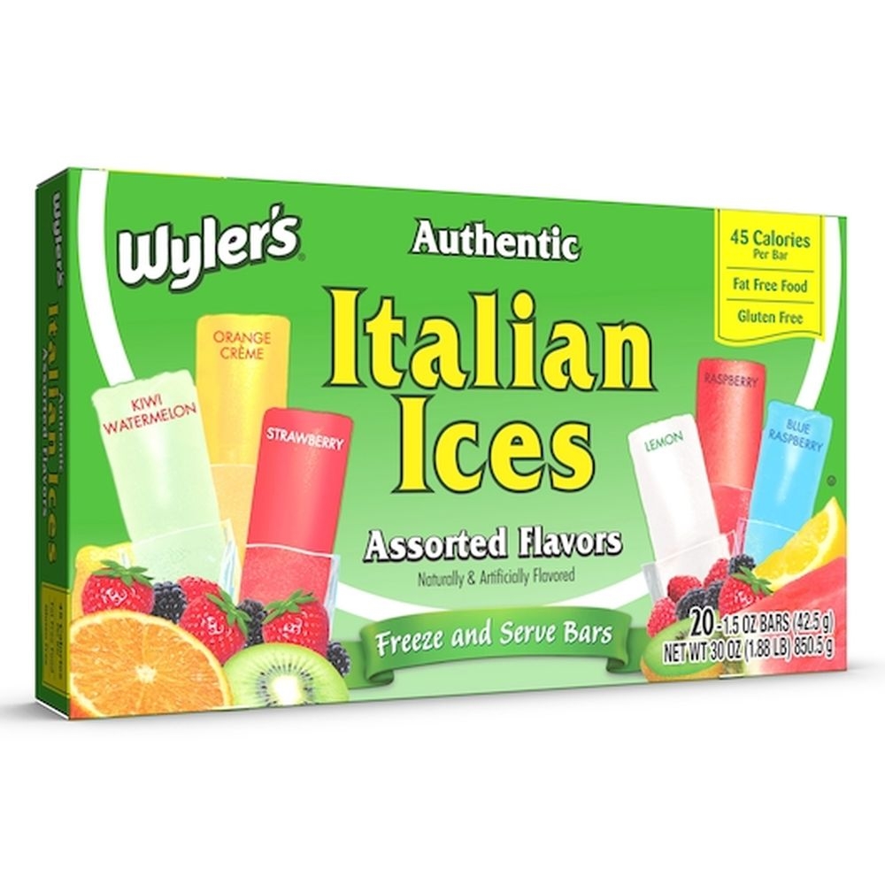 Wylers Italian Ice Freezer Bar - Variety Pack, 20 count -- 12 per case