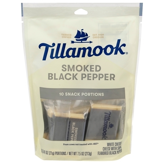 Tillamook Smoked Black Pepper Cheese Snack Portion, 7.5 Ounce -- 12 per case