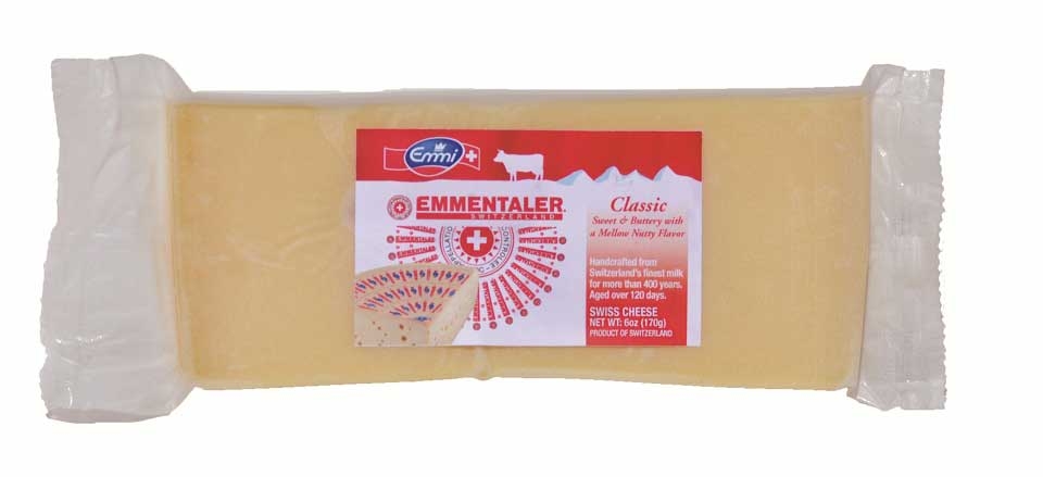 Emmi Cheese Emmentaler Retail Cuts, 6 Ounce -- 16 per case.