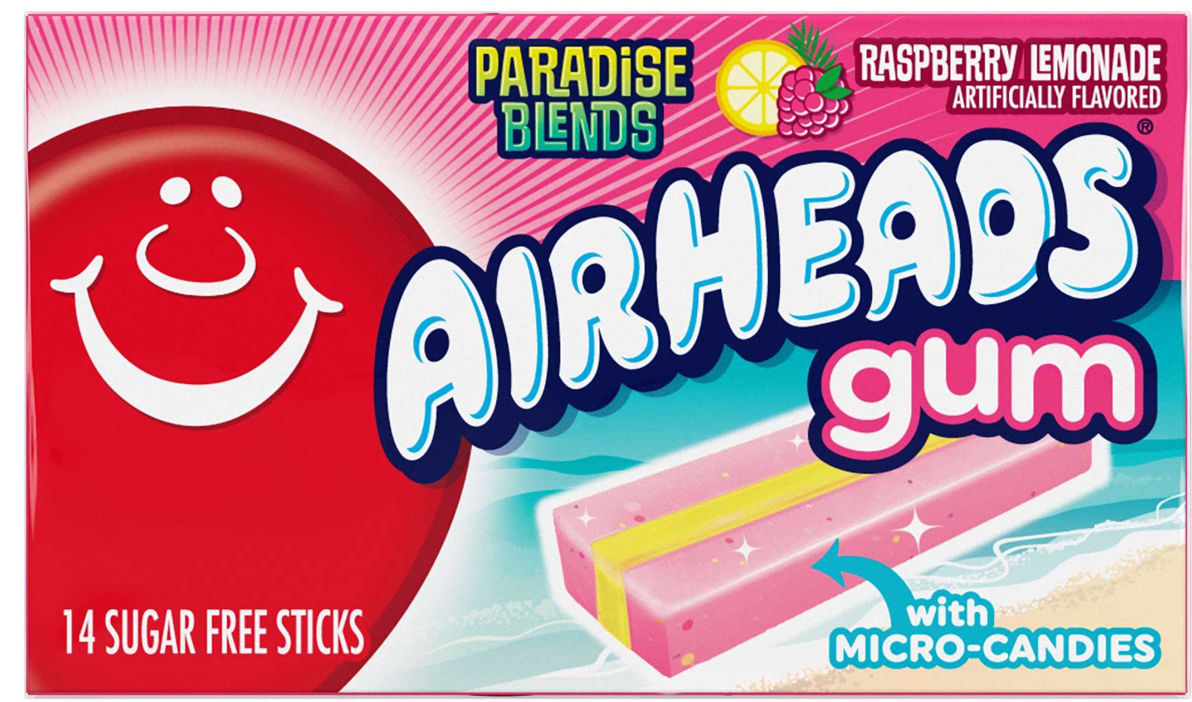 Airheads Raspberry Lemonade Gum - 14 pieces per pack -- 144 packs per case