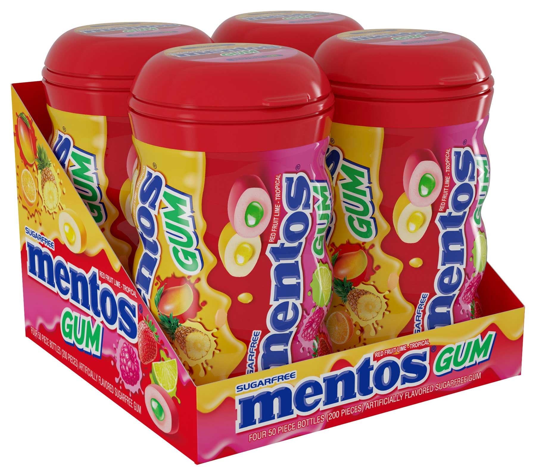 Mentos Mixed Fruit Sugar Free Gum, 50 piece per pack -- 24 per case.