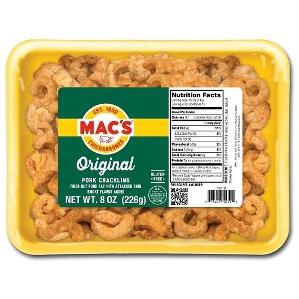 Macs Original Pork Cracklins, 8 Ounce Tray -- 12 per case