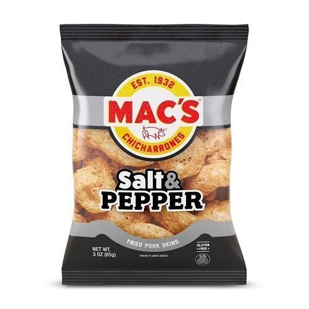 Macs Salt and Pepper Fried Pork Skins, 3 Ounce -- 12 per case