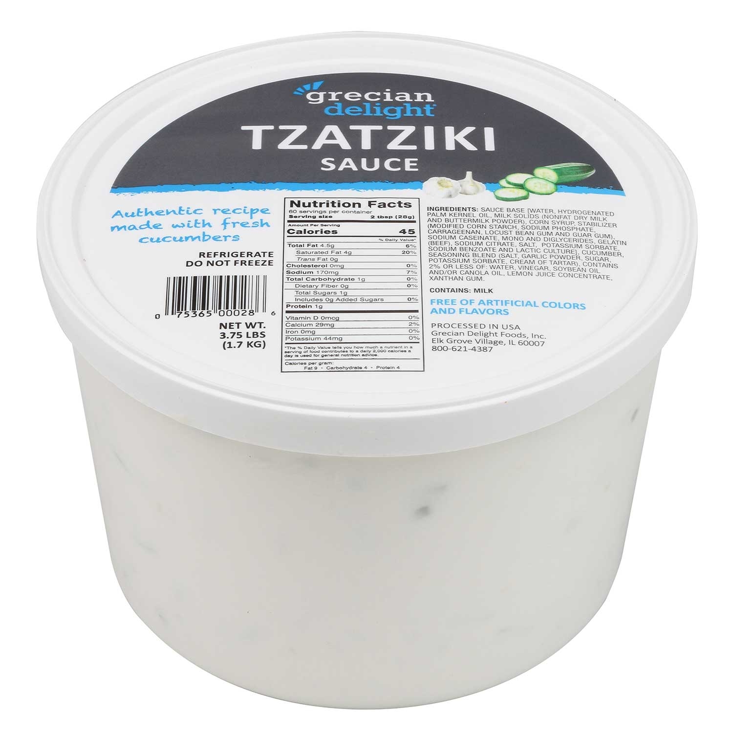 Grecian Delight Tzatziki Sauce, 0.5 Gallon -- 4 per case.
