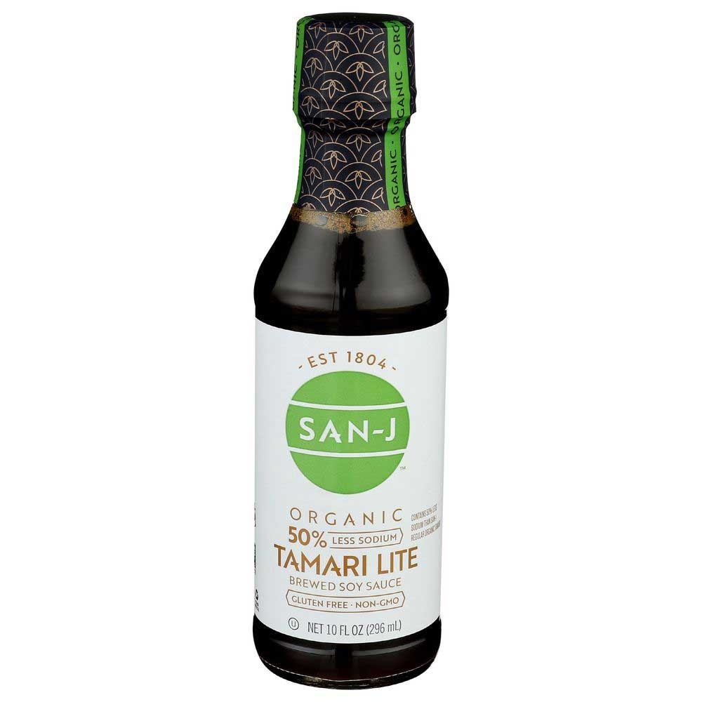 San-J Organic Less Sodium Tamari Lite Soy Sauce, 10 Fluid Ounce -- 6 per case