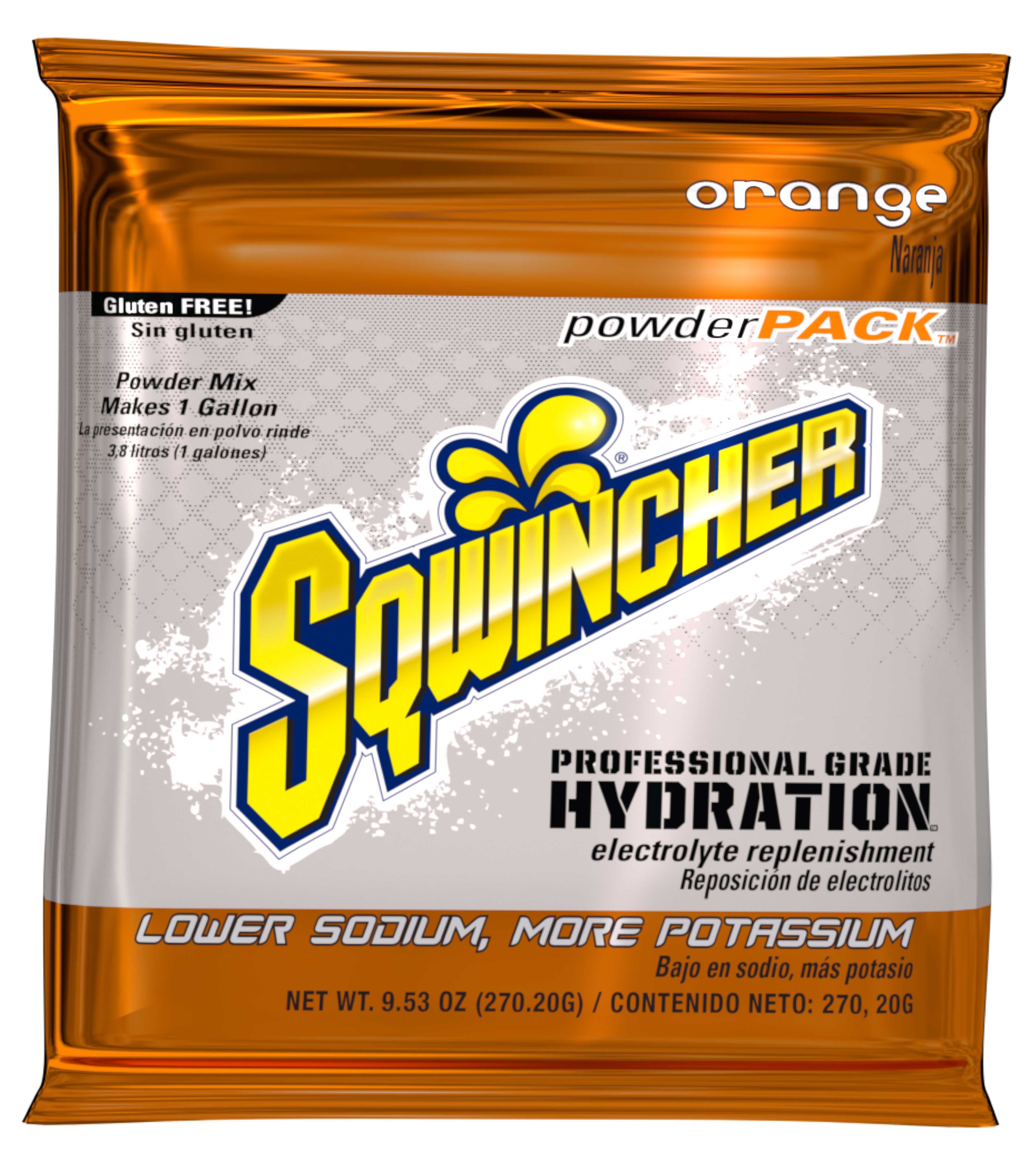 Sqwincher Orange Instant Drink Powder Pack, 1 Gallon -- 80 per case.
