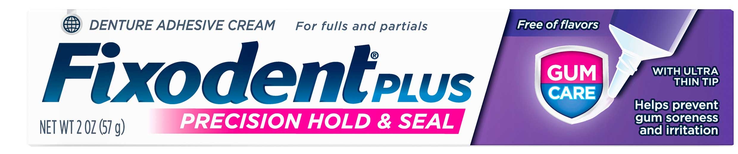 Fixodent Plus Gum Care Precision Hold and Seal Denture Adhesive Cream, 2 Ounce -- 24 per case.