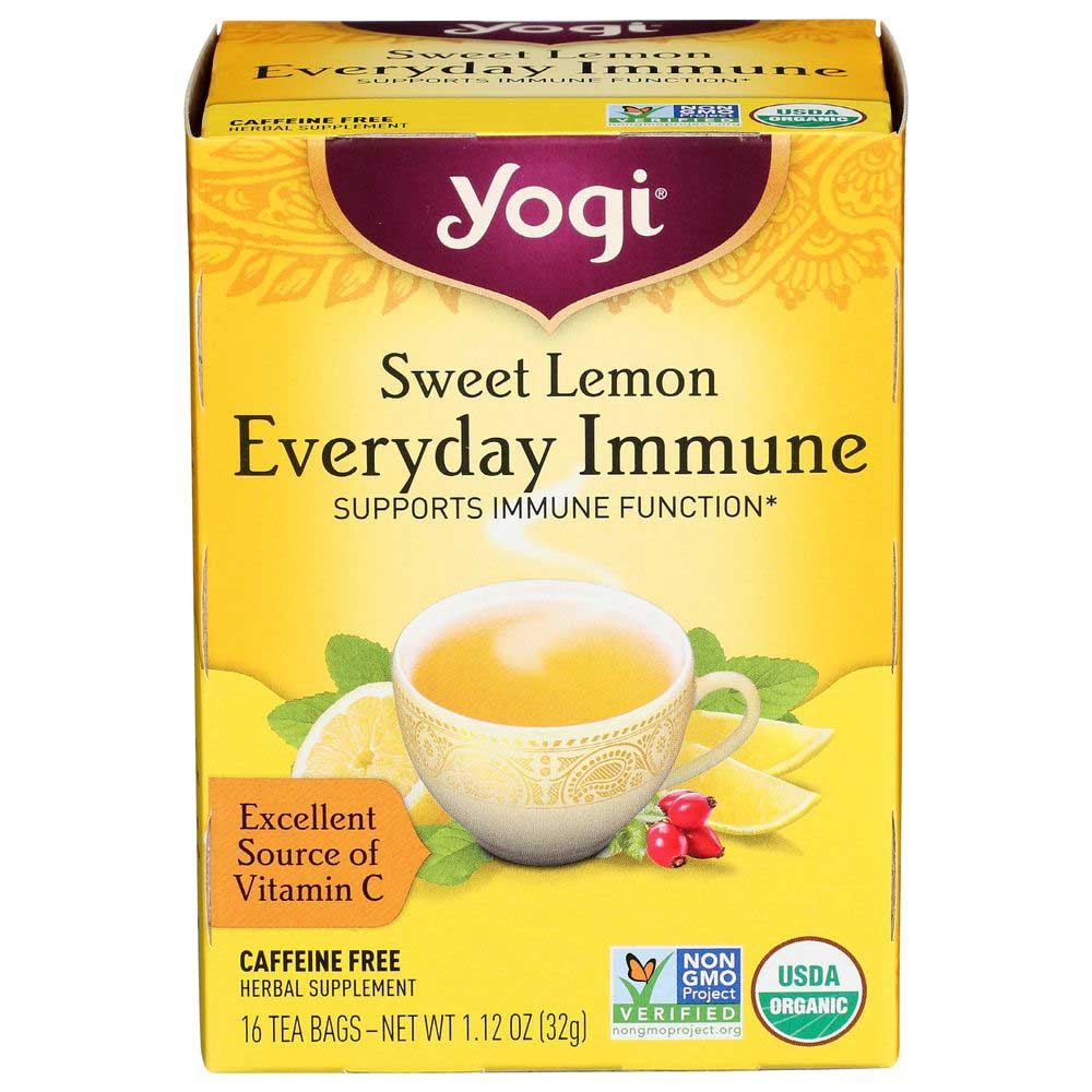 Yogi Organic Sweet Lemon Everyday Immune Tea, 16 tea bags -- 6 per case