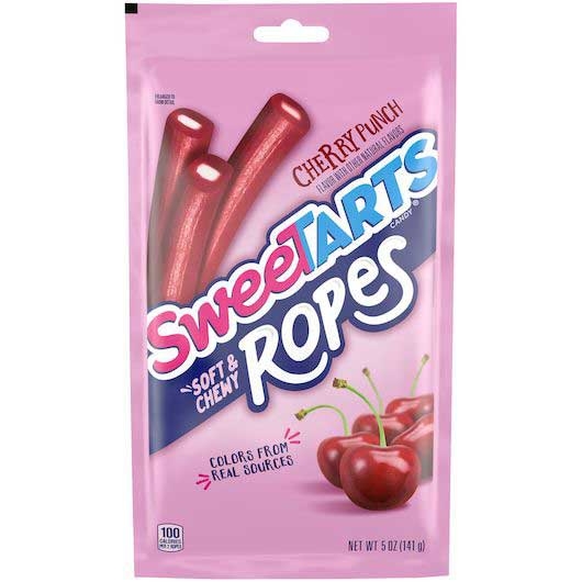 SweeTarts Soft and Chewy Cherry Punch Ropes Candy, 5 Ounce Peg Bag -- 12 per case