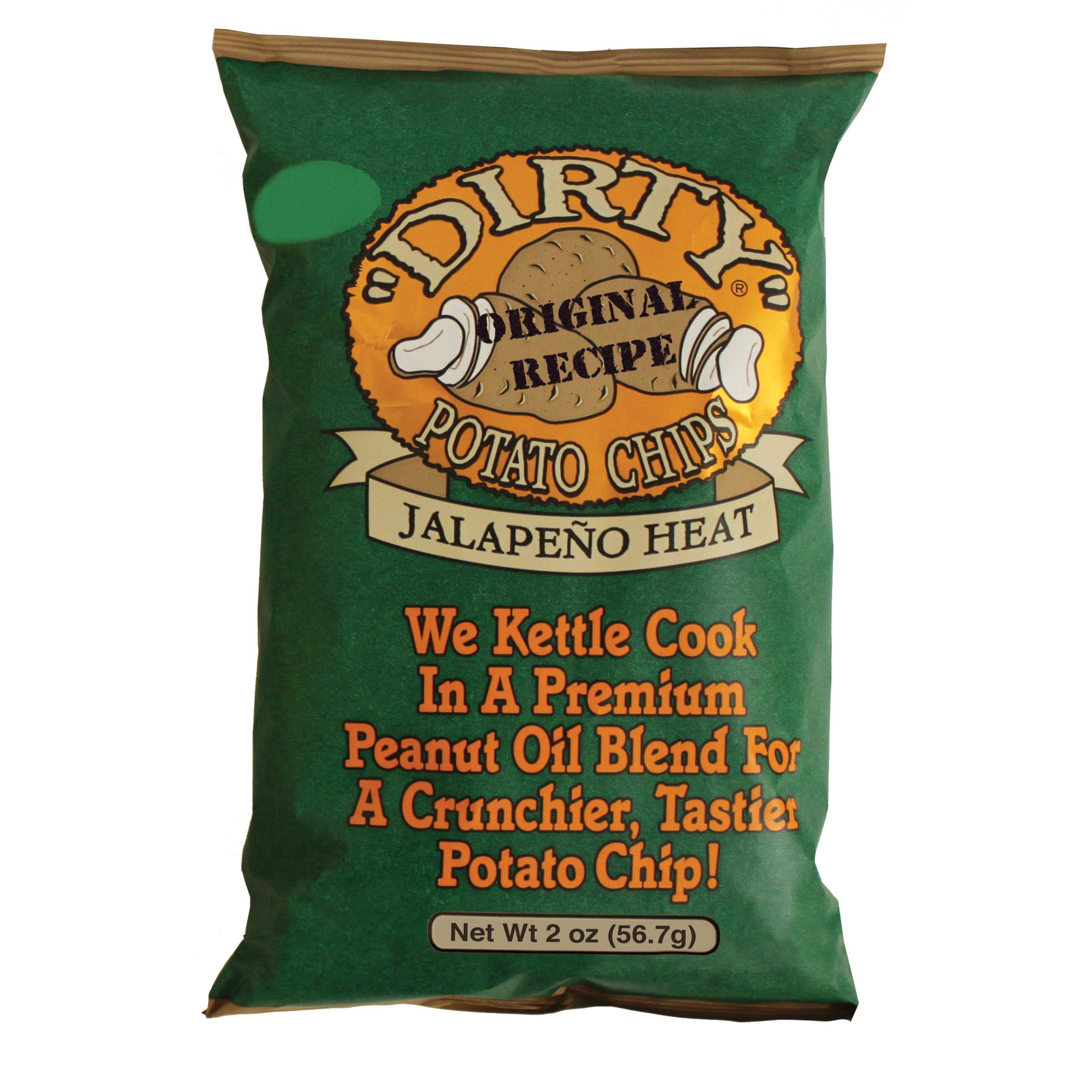 Dirty Jalapeno Heat Potato Chips, 2 Ounce -- 25 per case.