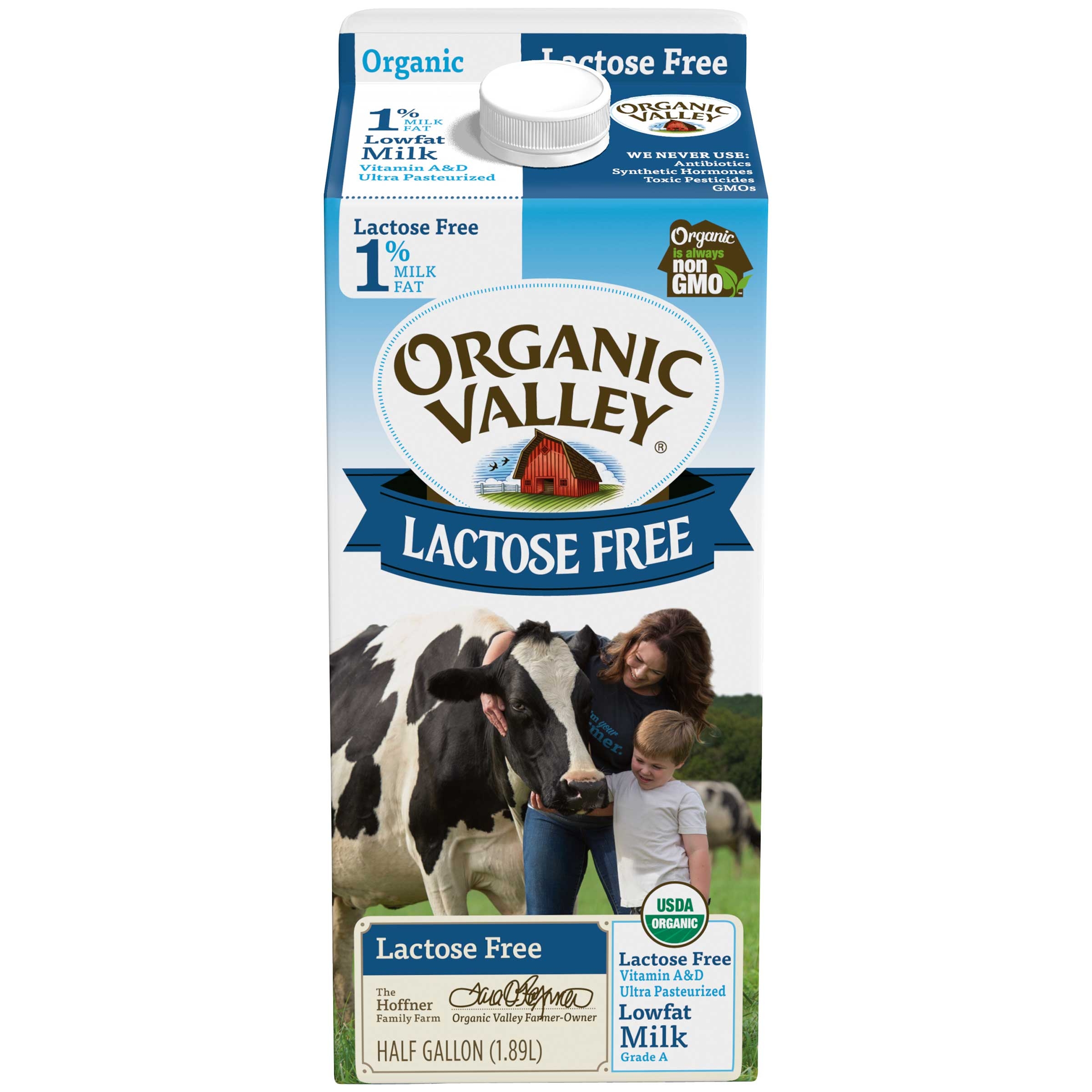 Organic Valley Ultra Pasteurized 1 Percent Low Fat Milk - Lactose Free, 64 Fluid Ounce -- 6 per case
