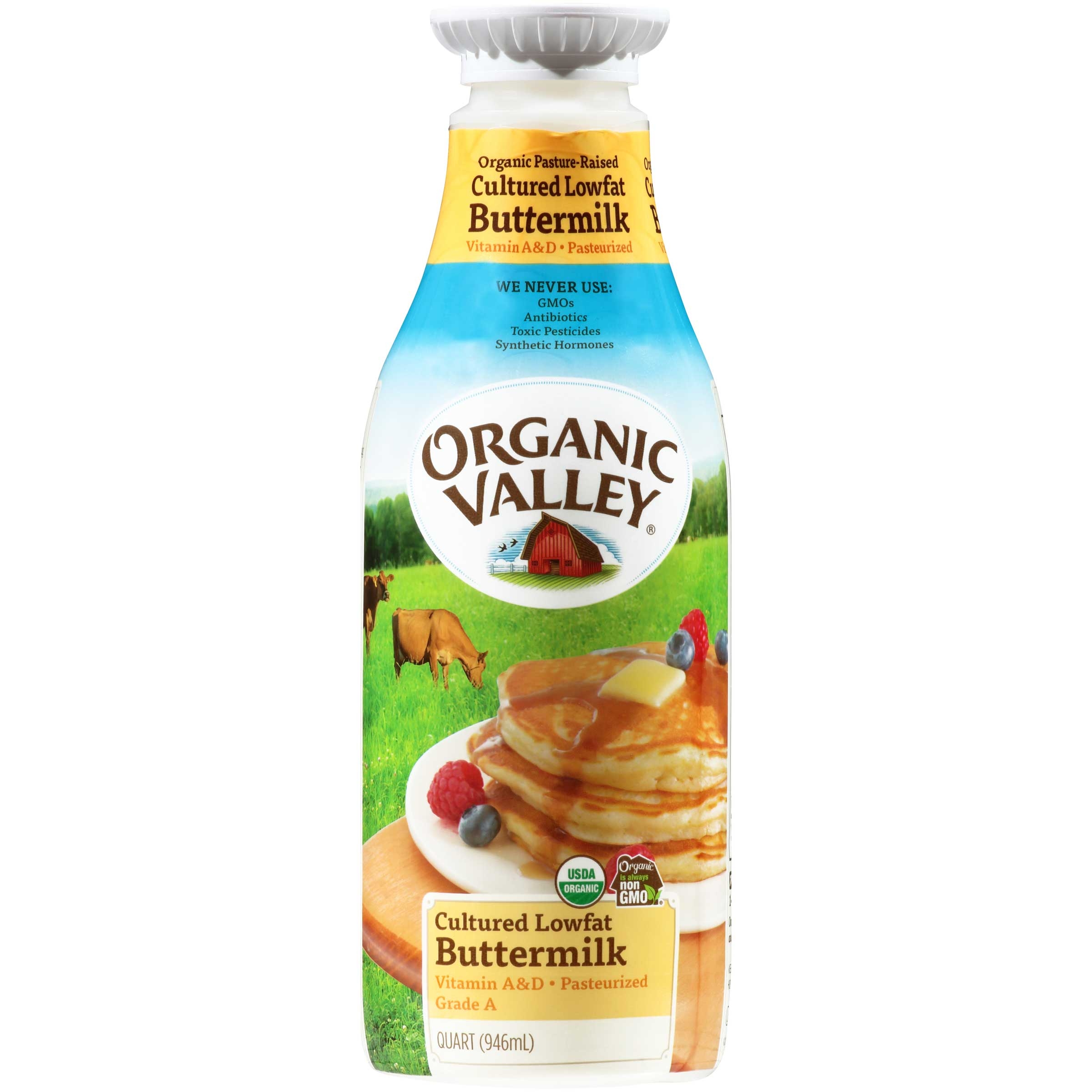 Organic Valley Pasteurized Lowfat Butter Milk, 32 Fluid Ounce -- 12 per case